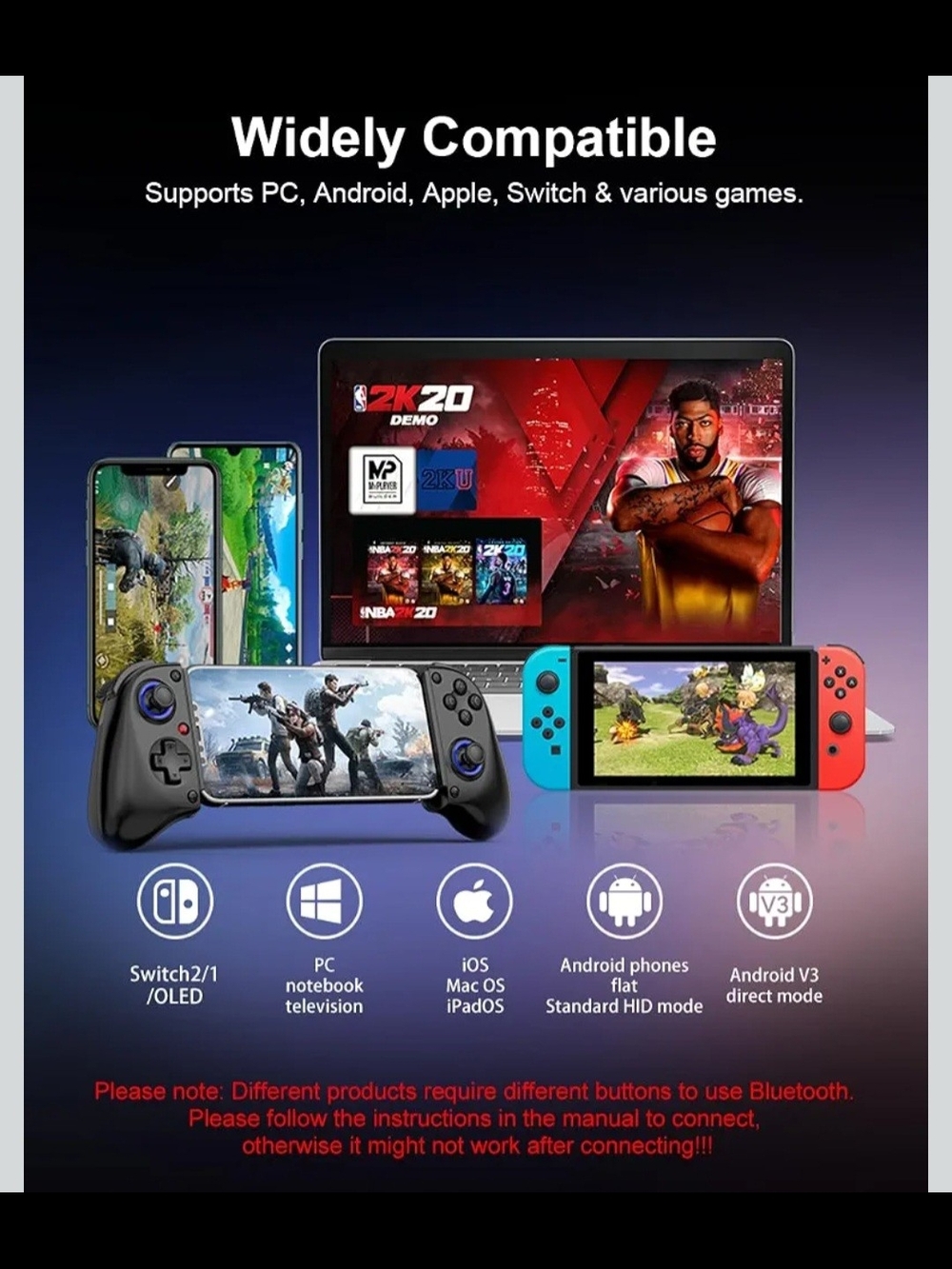 Bluetooth Mobile Game Controller for Nintendo Switch 2 & iOS & Android & Tablets - Picture 8 of 9